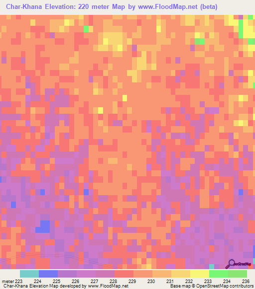 Char-Khana,Uzbekistan Elevation Map