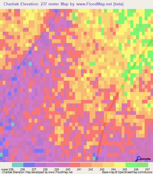 Charbak,Uzbekistan Elevation Map