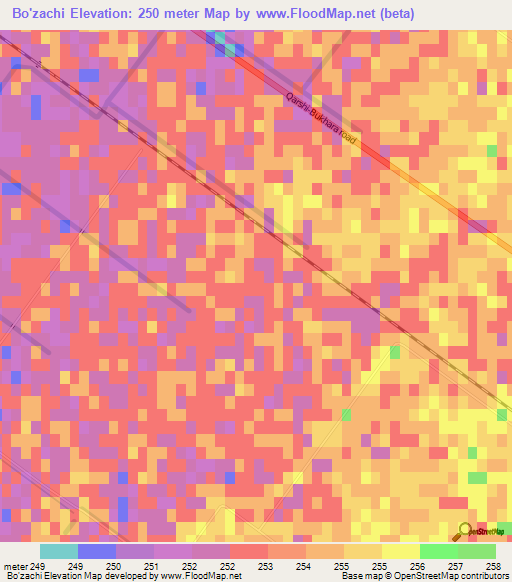 Bo'zachi,Uzbekistan Elevation Map