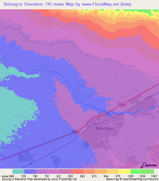 Bulung'ur,Uzbekistan Elevation Map