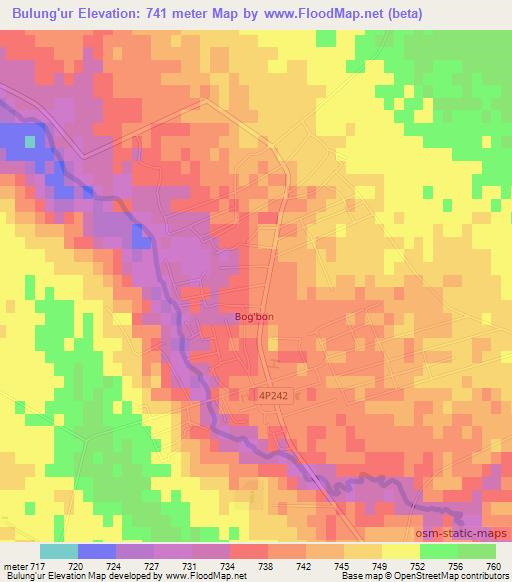 Bulung'ur,Uzbekistan Elevation Map