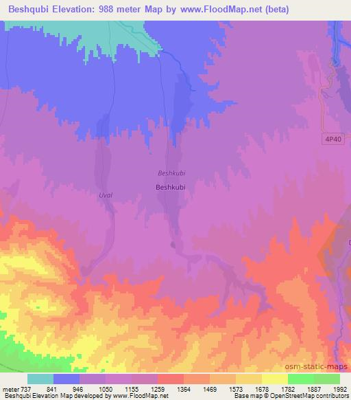 Beshqubi,Uzbekistan Elevation Map