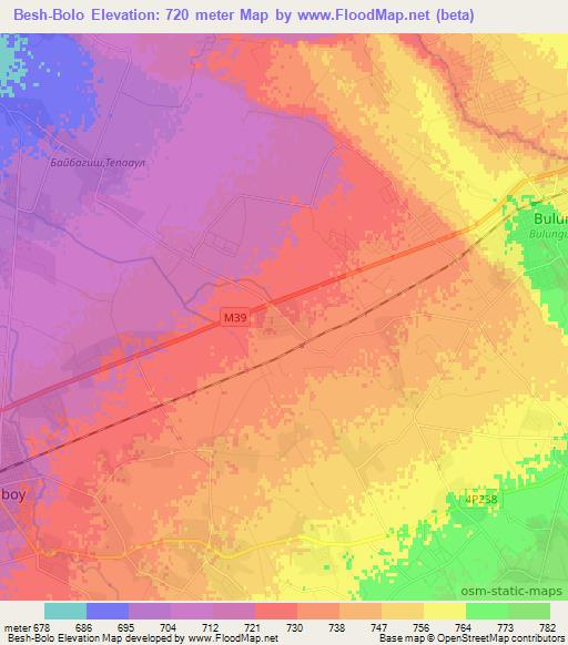 Besh-Bolo,Uzbekistan Elevation Map