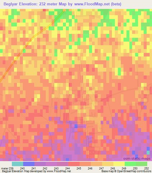 Beglyar,Uzbekistan Elevation Map