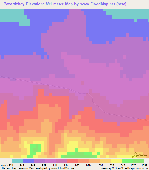 Bazardzhay,Uzbekistan Elevation Map