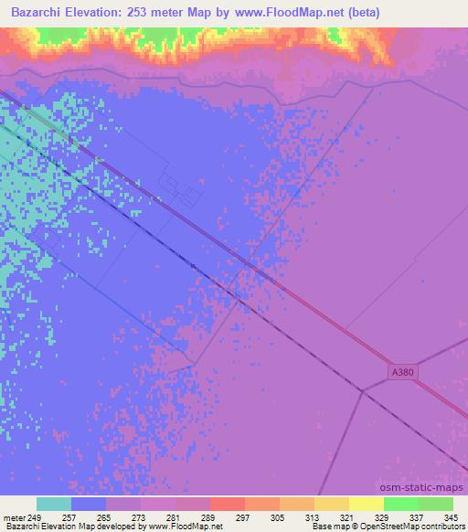 Bazarchi,Uzbekistan Elevation Map