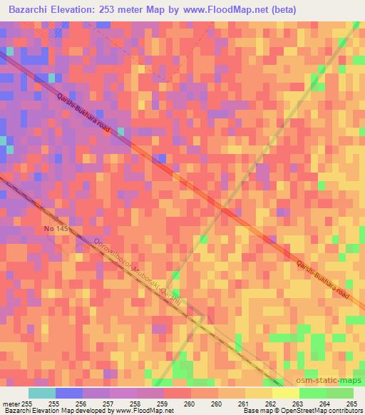 Bazarchi,Uzbekistan Elevation Map