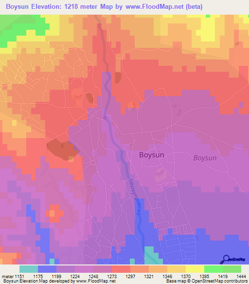 Boysun,Uzbekistan Elevation Map