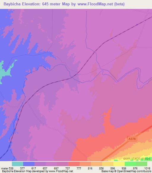 Baybicha,Uzbekistan Elevation Map
