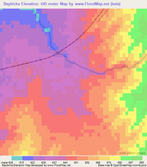 Baybicha,Uzbekistan Elevation Map