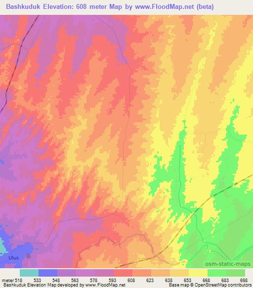 Bashkuduk,Uzbekistan Elevation Map