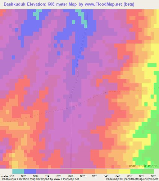 Bashkuduk,Uzbekistan Elevation Map