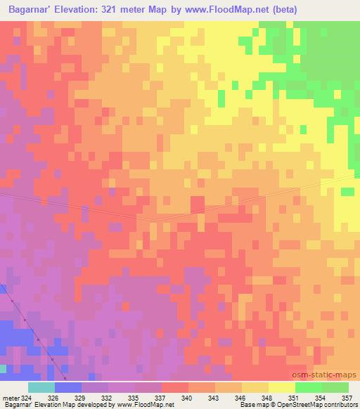 Bagarnar',Uzbekistan Elevation Map