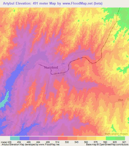 Artybul,Uzbekistan Elevation Map