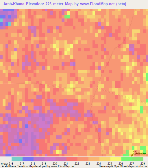 Arab-Khana,Uzbekistan Elevation Map