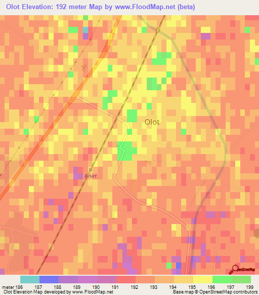 Olot,Uzbekistan Elevation Map