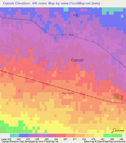 Oqtosh,Uzbekistan Elevation Map