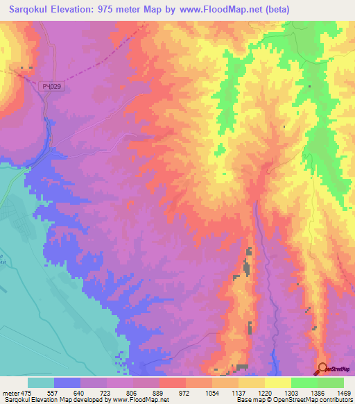 Sarqokul,Tajikistan Elevation Map