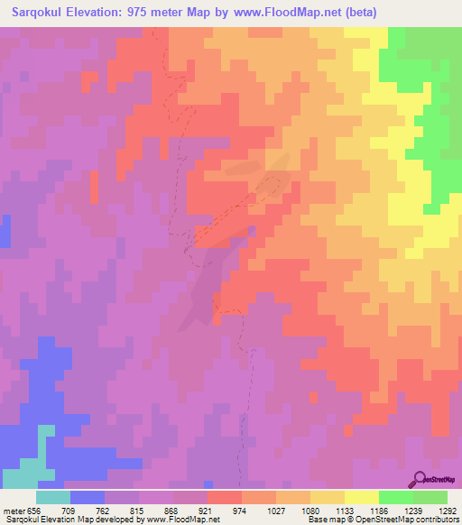 Sarqokul,Tajikistan Elevation Map