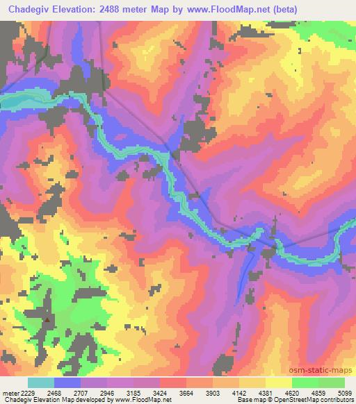 Chadegiv,Tajikistan Elevation Map