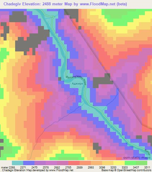 Chadegiv,Tajikistan Elevation Map