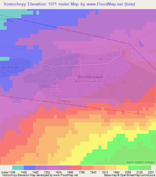 Vostochnyy,Kyrgyzstan Elevation Map