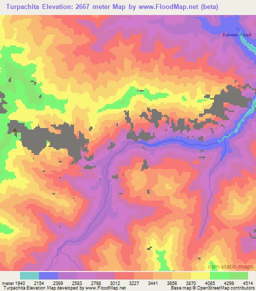 Turpachita,Kyrgyzstan Elevation Map