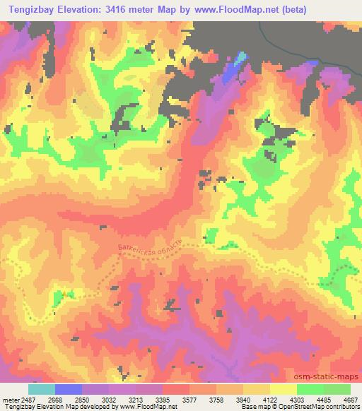 Tengizbay,Kyrgyzstan Elevation Map