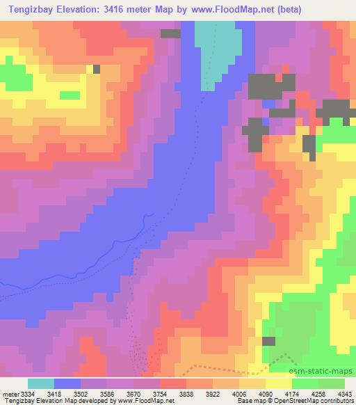 Tengizbay,Kyrgyzstan Elevation Map