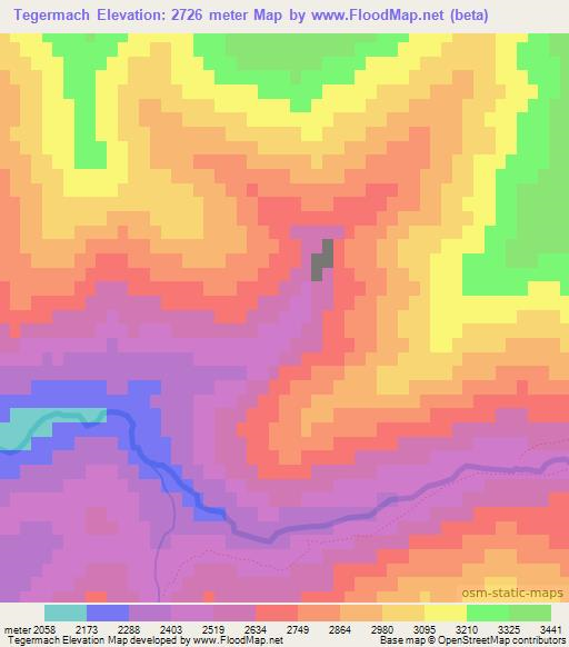 Tegermach,Kyrgyzstan Elevation Map