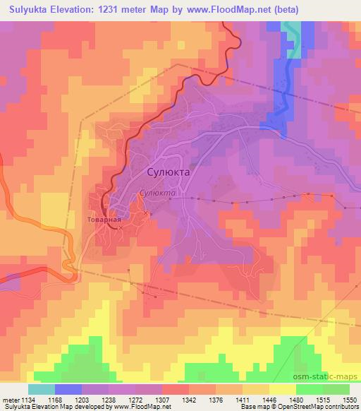 Sulyukta,Kyrgyzstan Elevation Map