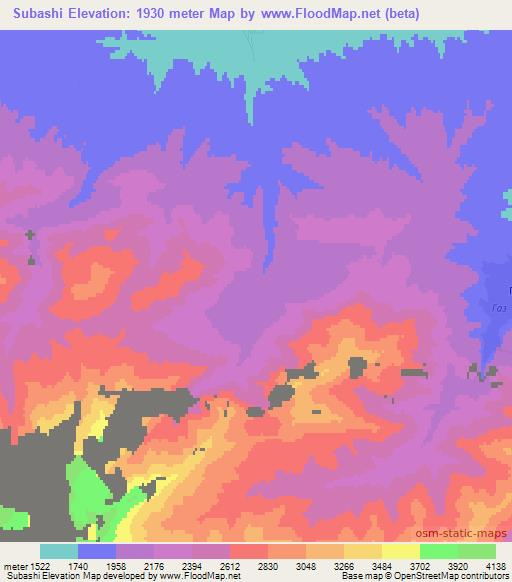 Subashi,Kyrgyzstan Elevation Map