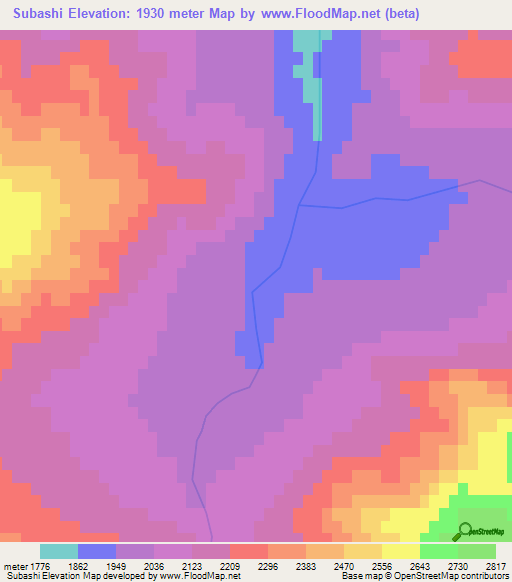 Subashi,Kyrgyzstan Elevation Map