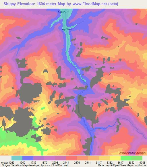 Shigay,Kyrgyzstan Elevation Map