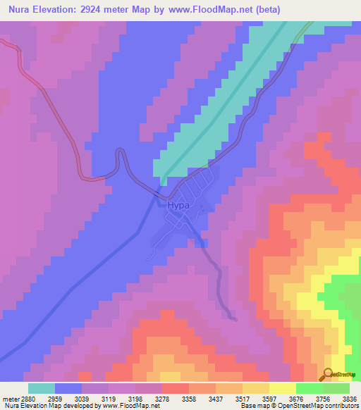 Nura,Kyrgyzstan Elevation Map