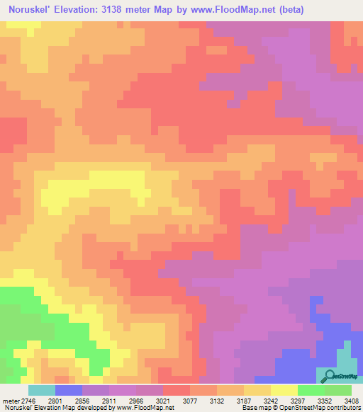 Noruskel',Kyrgyzstan Elevation Map