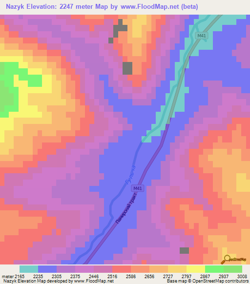 Nazyk,Kyrgyzstan Elevation Map