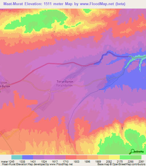 Maat-Murat,Kyrgyzstan Elevation Map