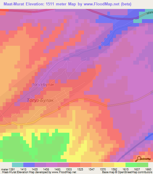 Maat-Murat,Kyrgyzstan Elevation Map