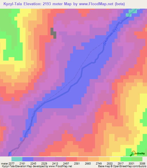 Kyzyl-Tala,Kyrgyzstan Elevation Map