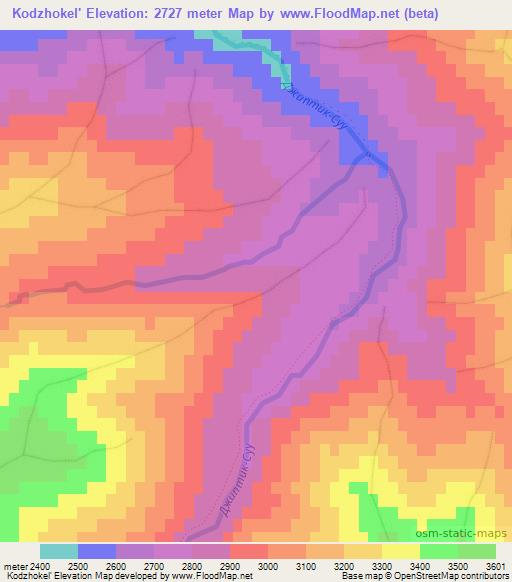 Kodzhokel',Kyrgyzstan Elevation Map