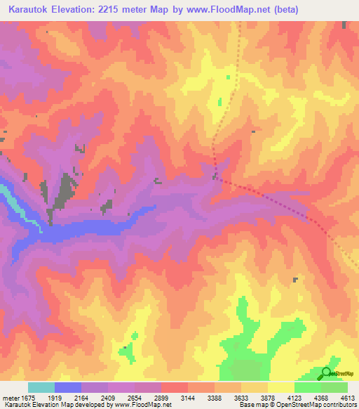 Karautok,Kyrgyzstan Elevation Map