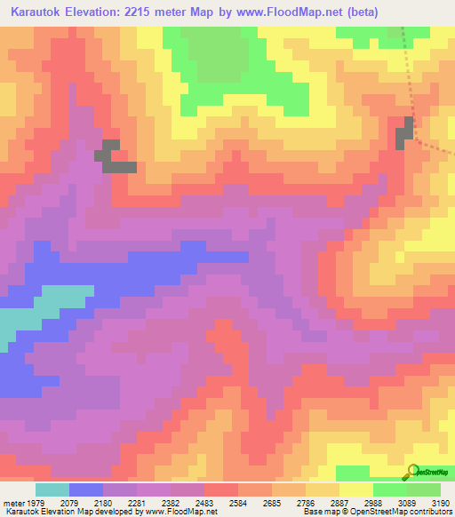 Karautok,Kyrgyzstan Elevation Map