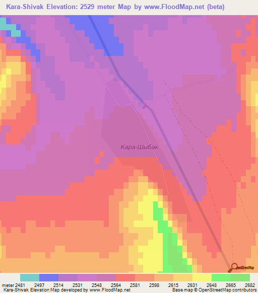 Kara-Shivak,Kyrgyzstan Elevation Map