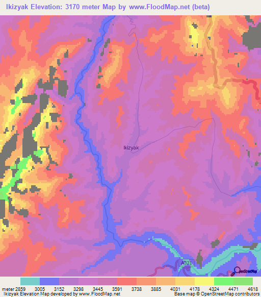 Ikizyak,Kyrgyzstan Elevation Map