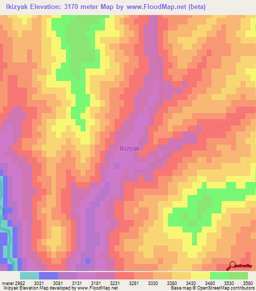 Ikizyak,Kyrgyzstan Elevation Map