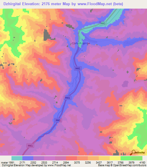 Dzhirgital,Kyrgyzstan Elevation Map