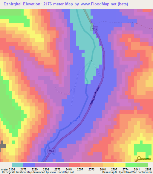 Dzhirgital,Kyrgyzstan Elevation Map