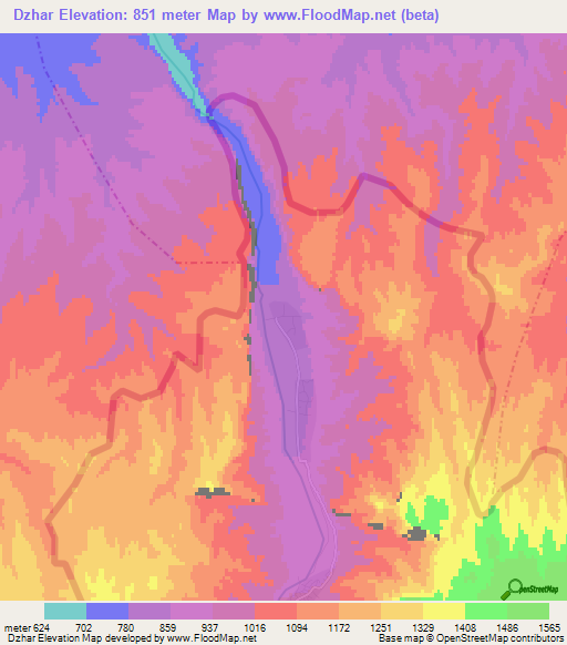 Dzhar,Kyrgyzstan Elevation Map