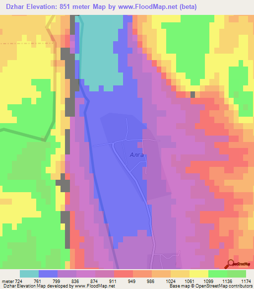 Dzhar,Kyrgyzstan Elevation Map